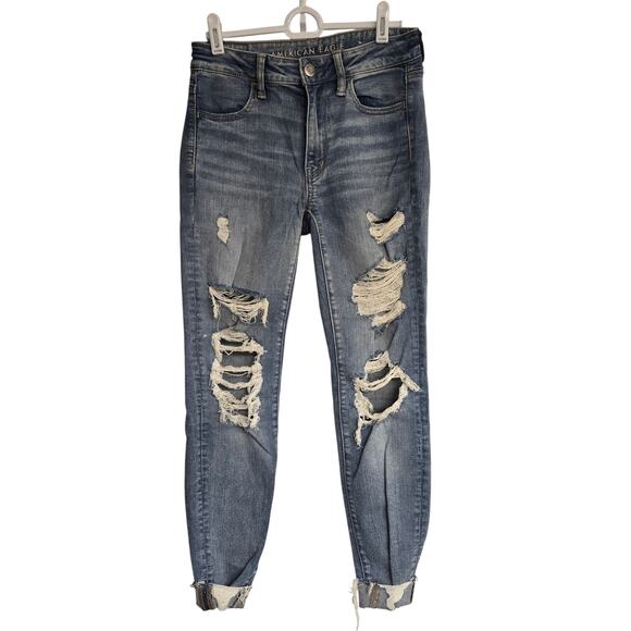 Women's American Eagle "Hi-Rise Jegging" Destructed Skinny Jeans | Size 2 - Picture 1 of 10
